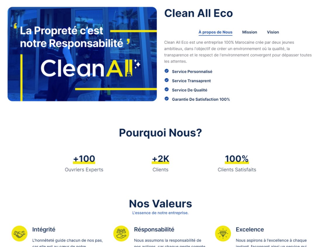 clean all eco website screenshot desktop version