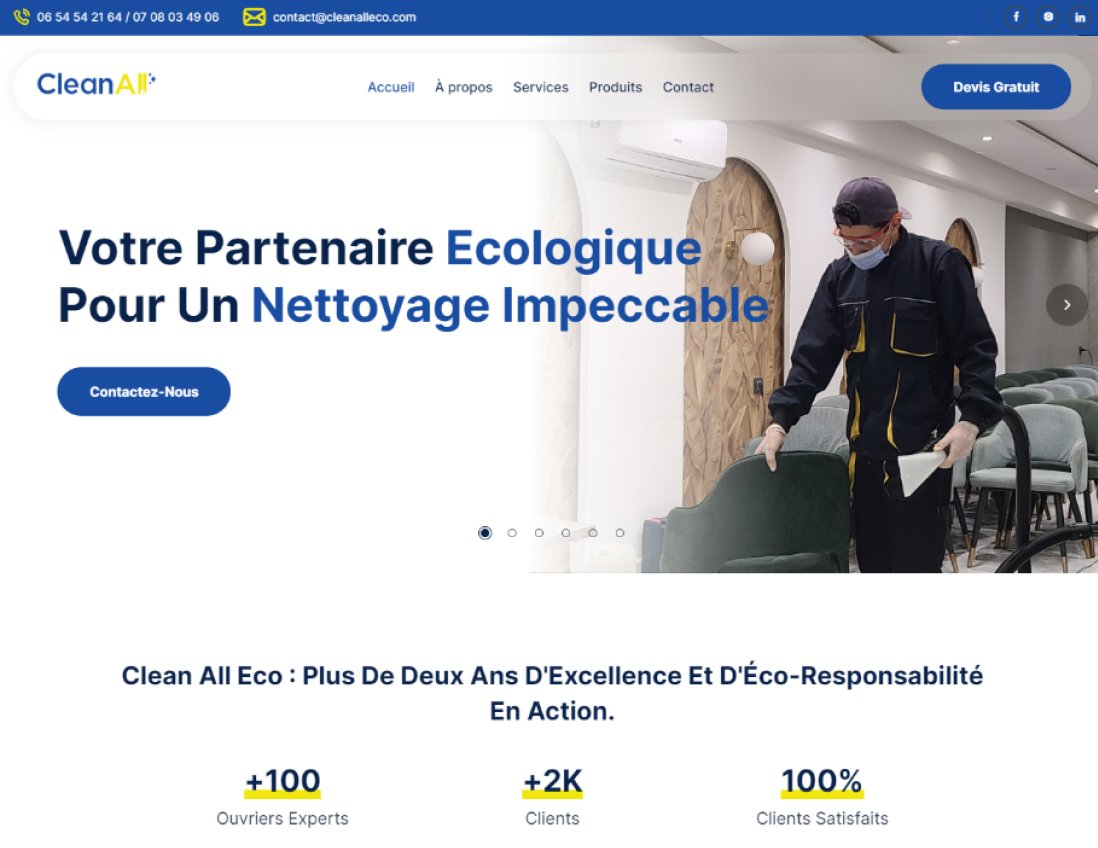 clean all eco website screenshot desktop version