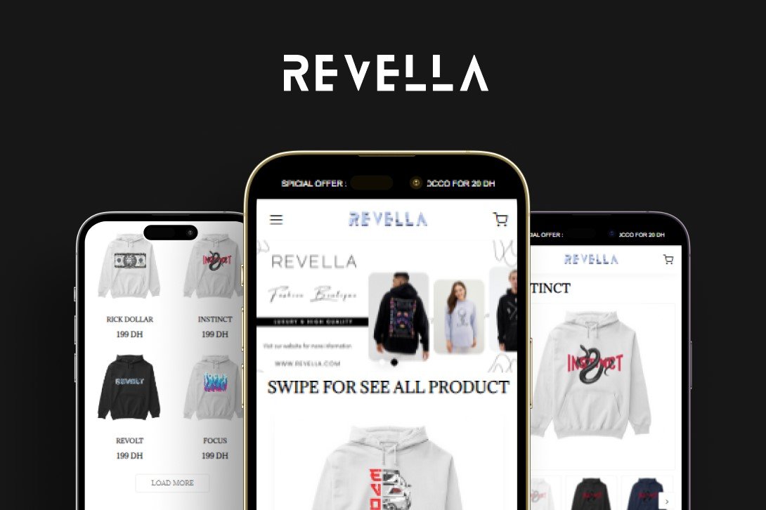 revella website screenshot mobile version